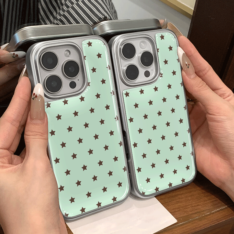 Computer Case - Mint brown star pattern phone case