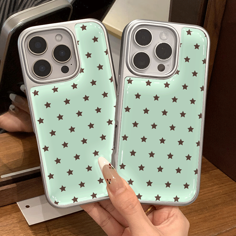 Mint brown star pattern phone  - Computer Case ulasan dan harga